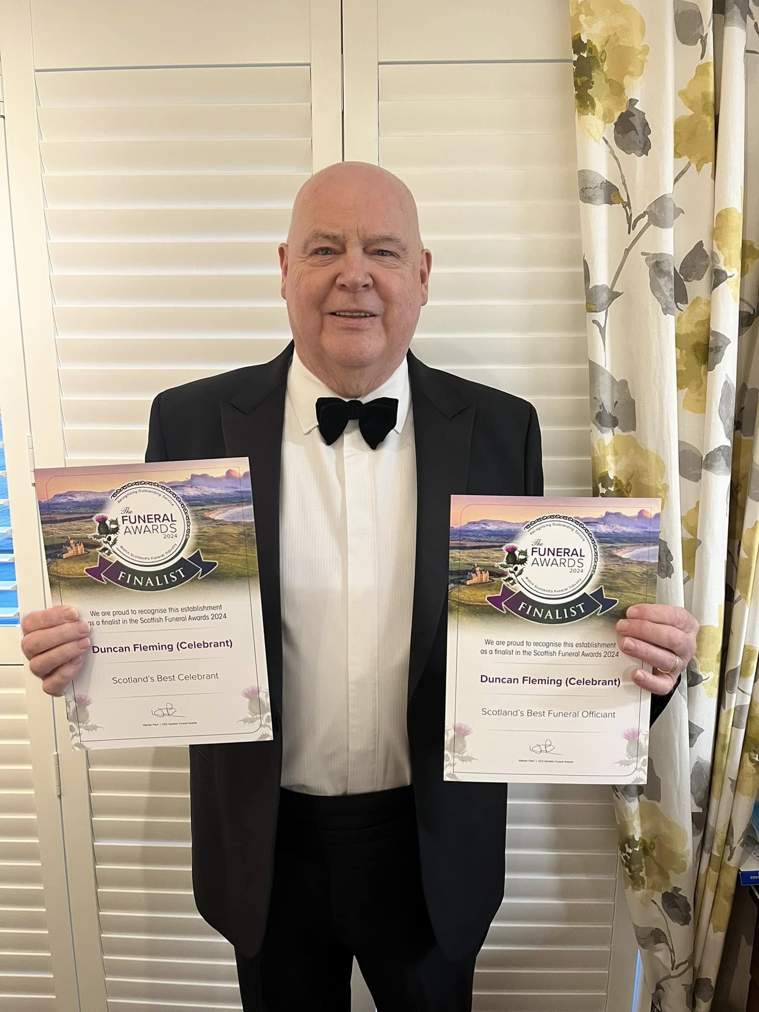 Duncan Fleming as a finalist in the Scottish Funeral Awards 2024